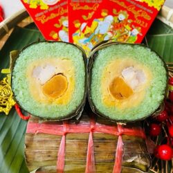 Bánh tét đậu thịt nhân trứng muối (dây xanh)