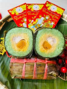 Bánh tét đậu thịt nhân trứng muối (dây xanh)