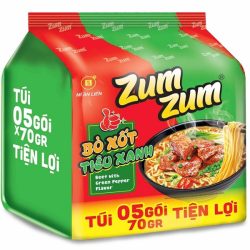 Mì zum zum vị bò sốt tiêu xanh 70g túi 5 gói 青胡椒ビーフ味 インスタント麺 (5個入り)