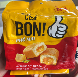 Bánh Bon sợi thịt gà sốt kem phô mai チキンラーメン(チーズクリームソース味)